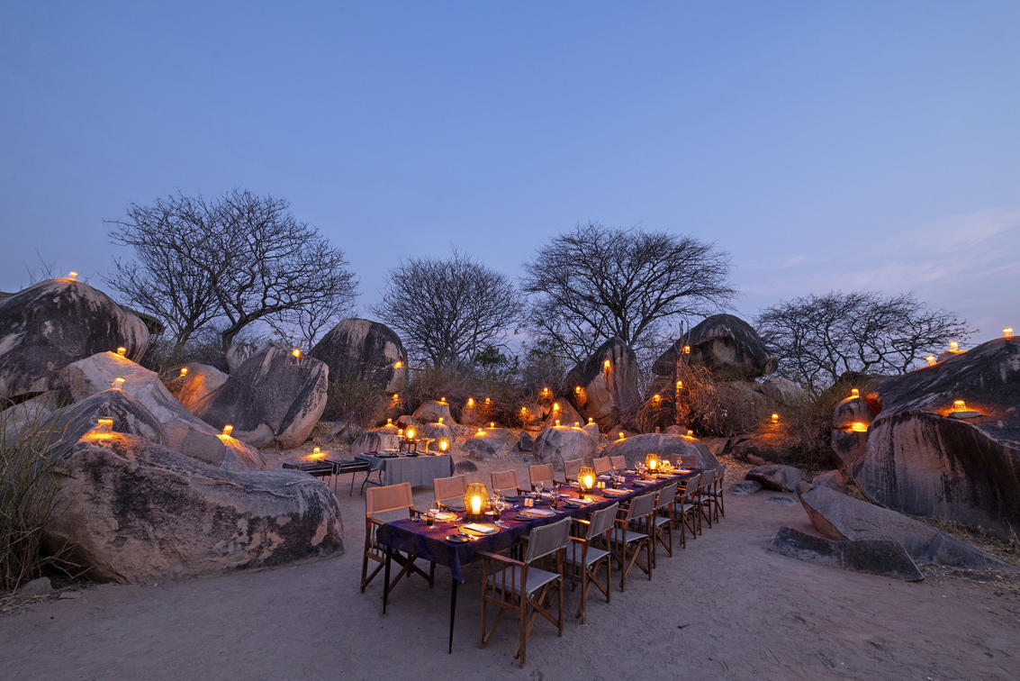 Jabali Ridge Camp Boma dinner set up