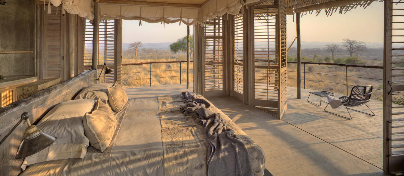 Jabali Ridge Camp double room with baobab forest view