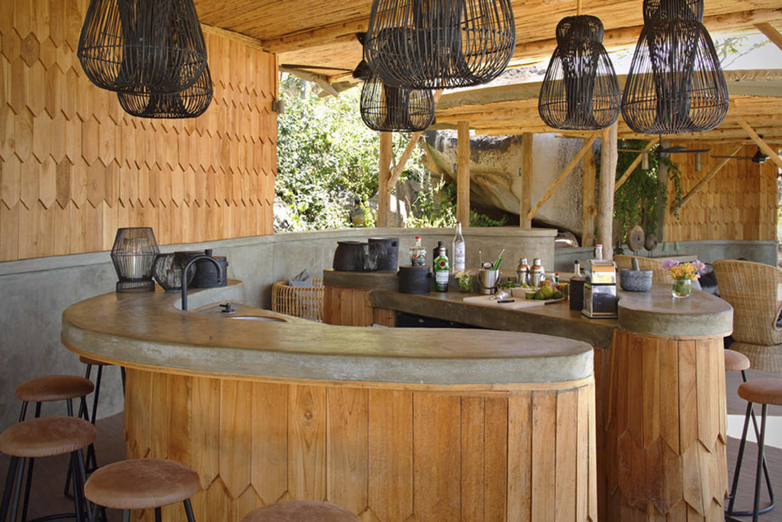 Jabali Ridge Camp gin bar setup