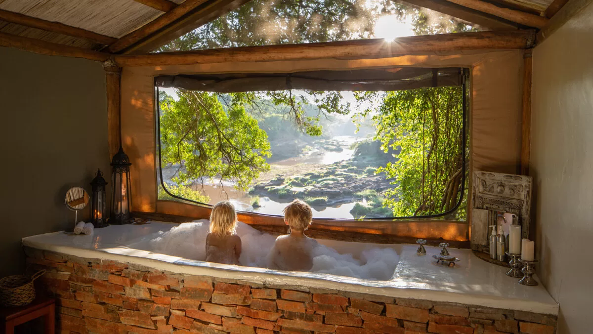 River Cottage view from Bathtub@House in the Wild